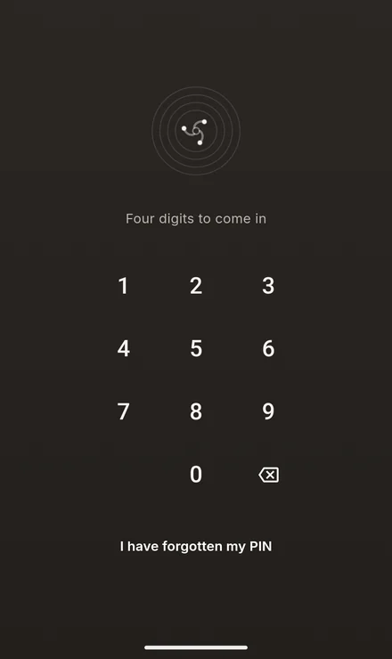Orbit's PIN lock screen